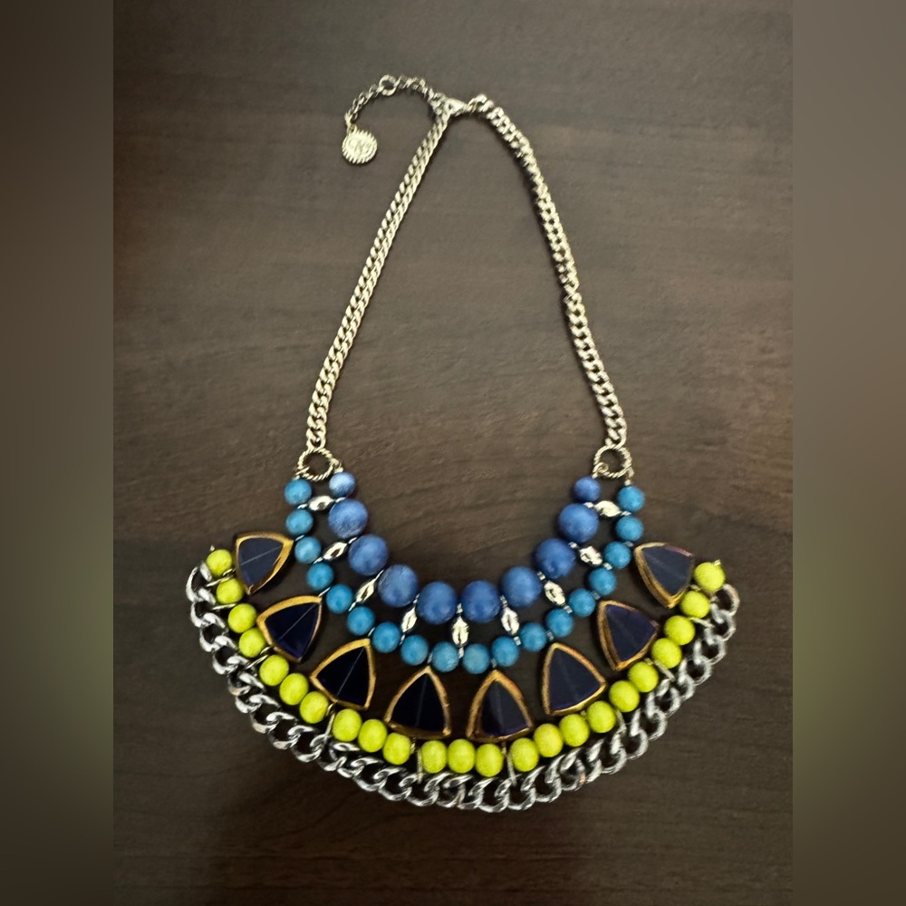 Jessica Simpson Blue and Yellow Statement Necklace
